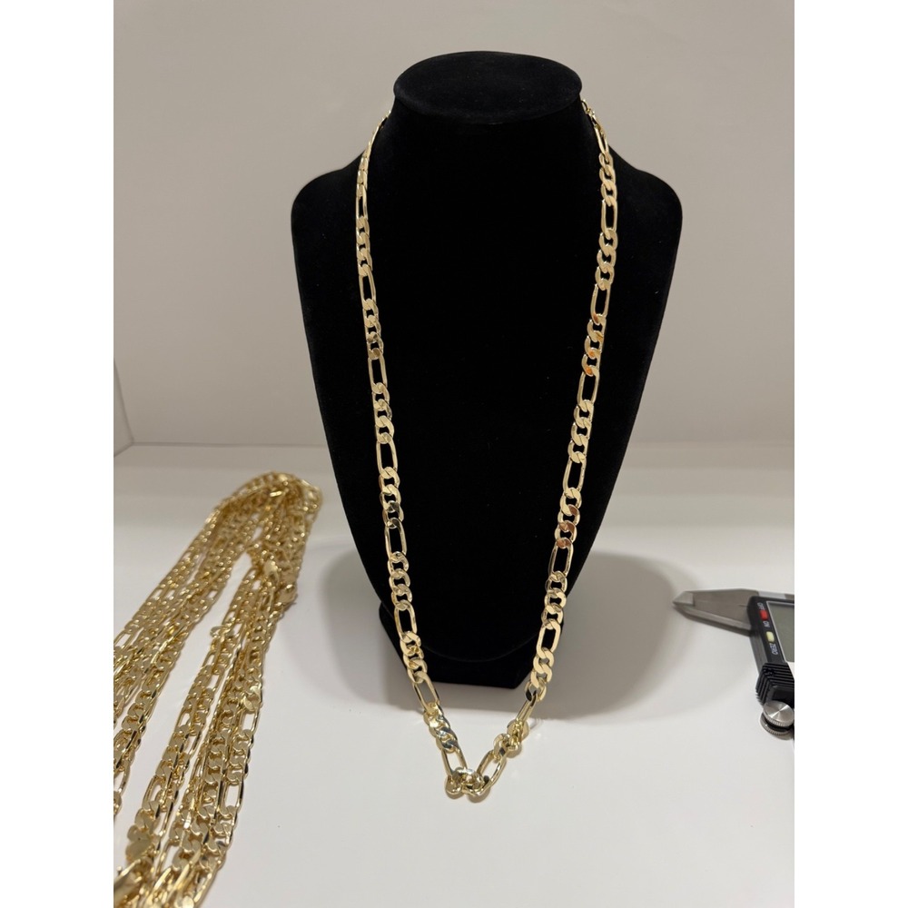 figaro necklace chain 14k gold layered 27.5 inch 7.5mm lobster clasp